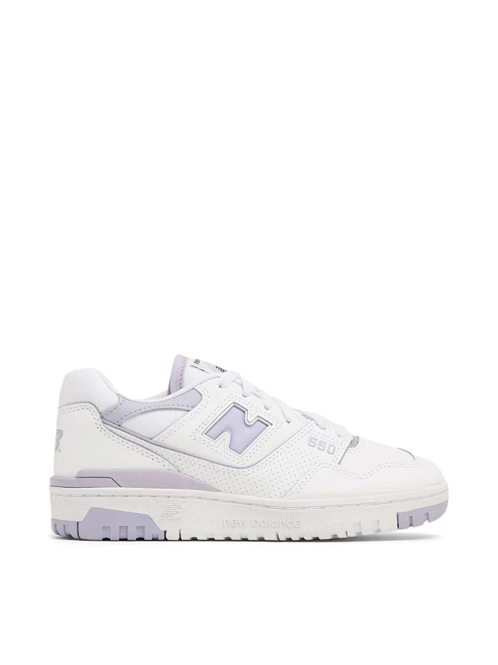 550 white and lilac sneakers