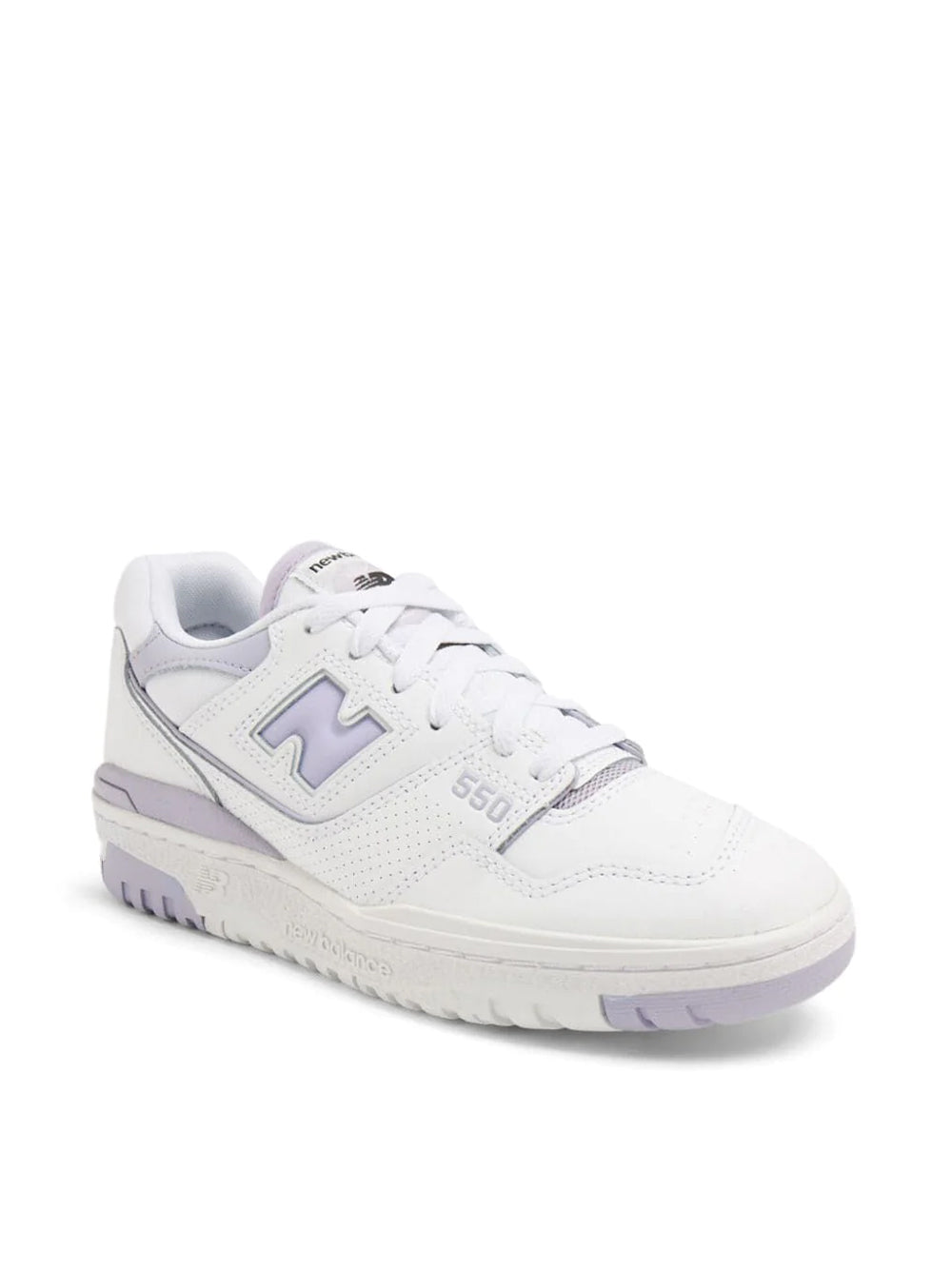 550 white and lilac sneakers