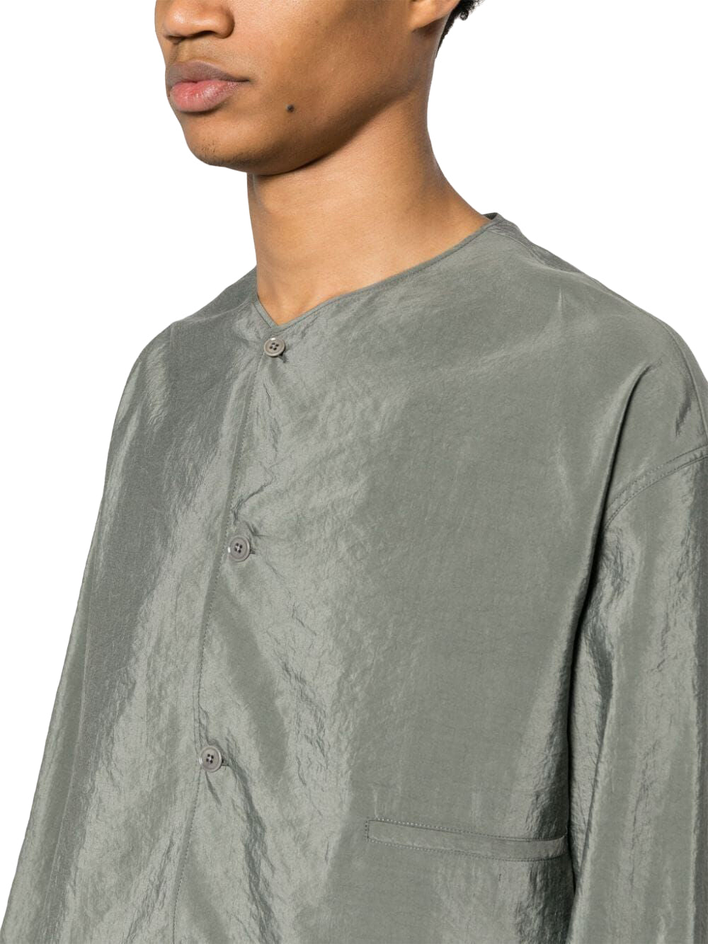 Ash Grey Collarless Shirt