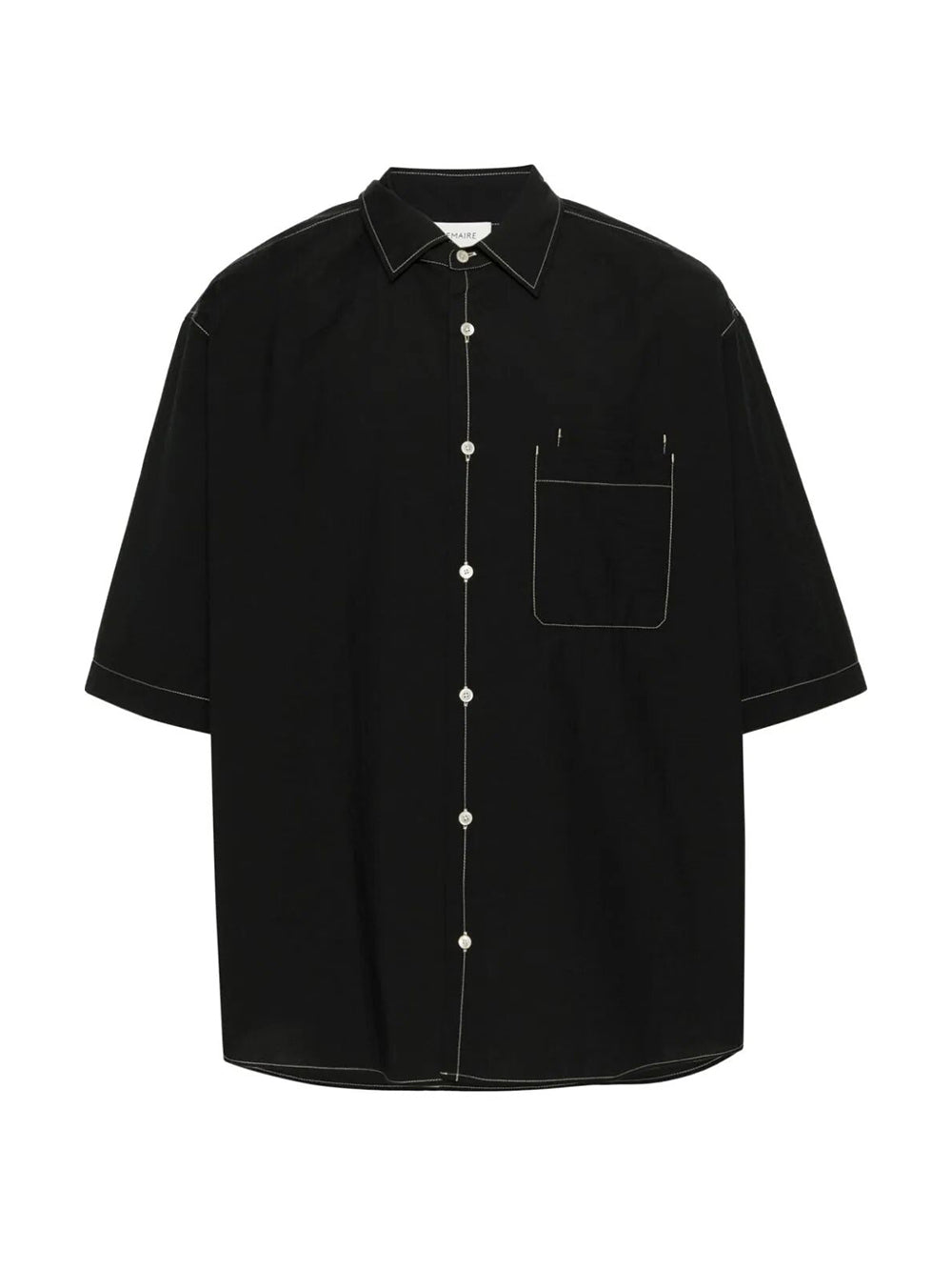 Voile short sleeved shirt with contrast stitch detail