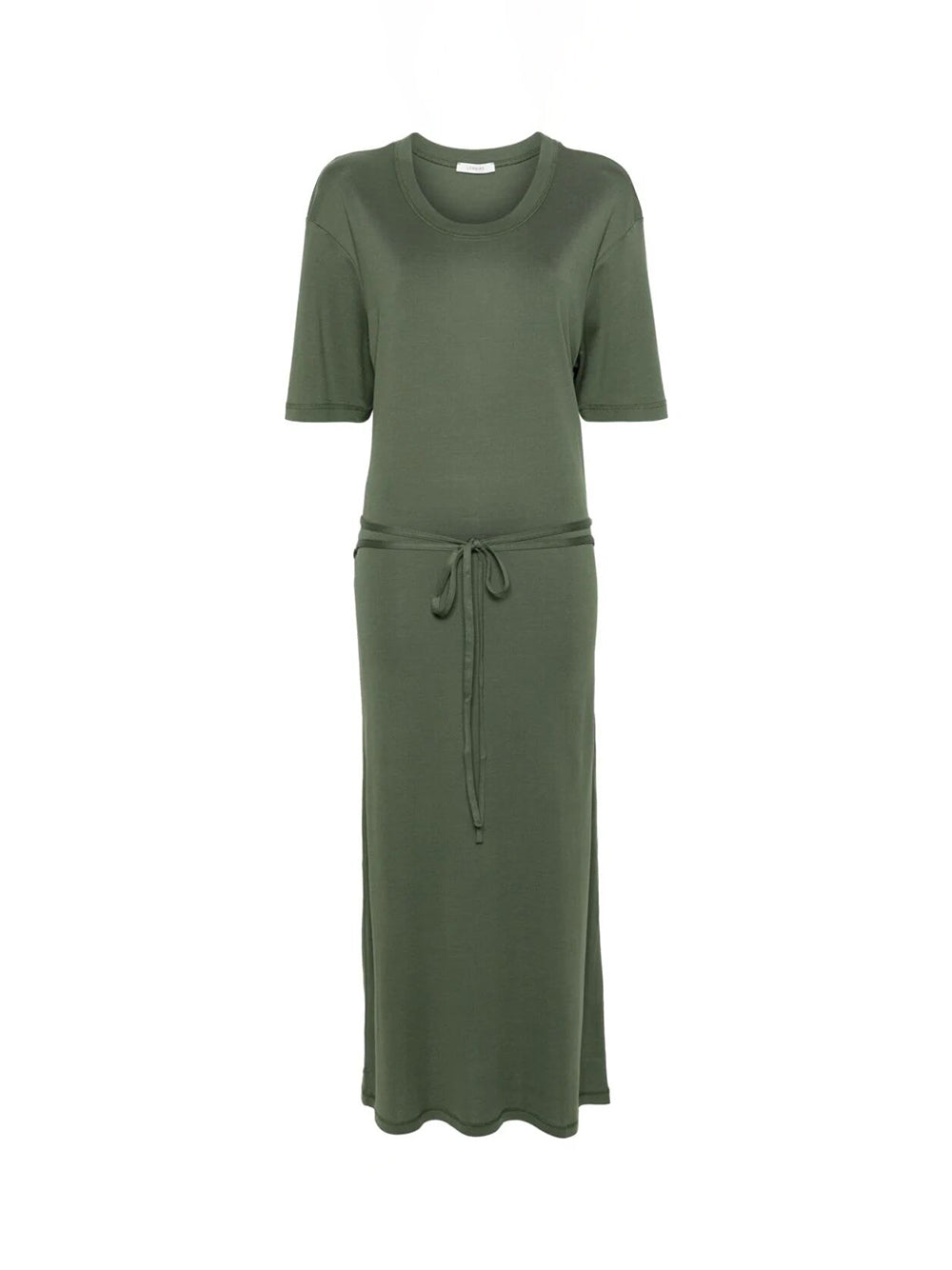 Ribbed-knit belted maxi dress