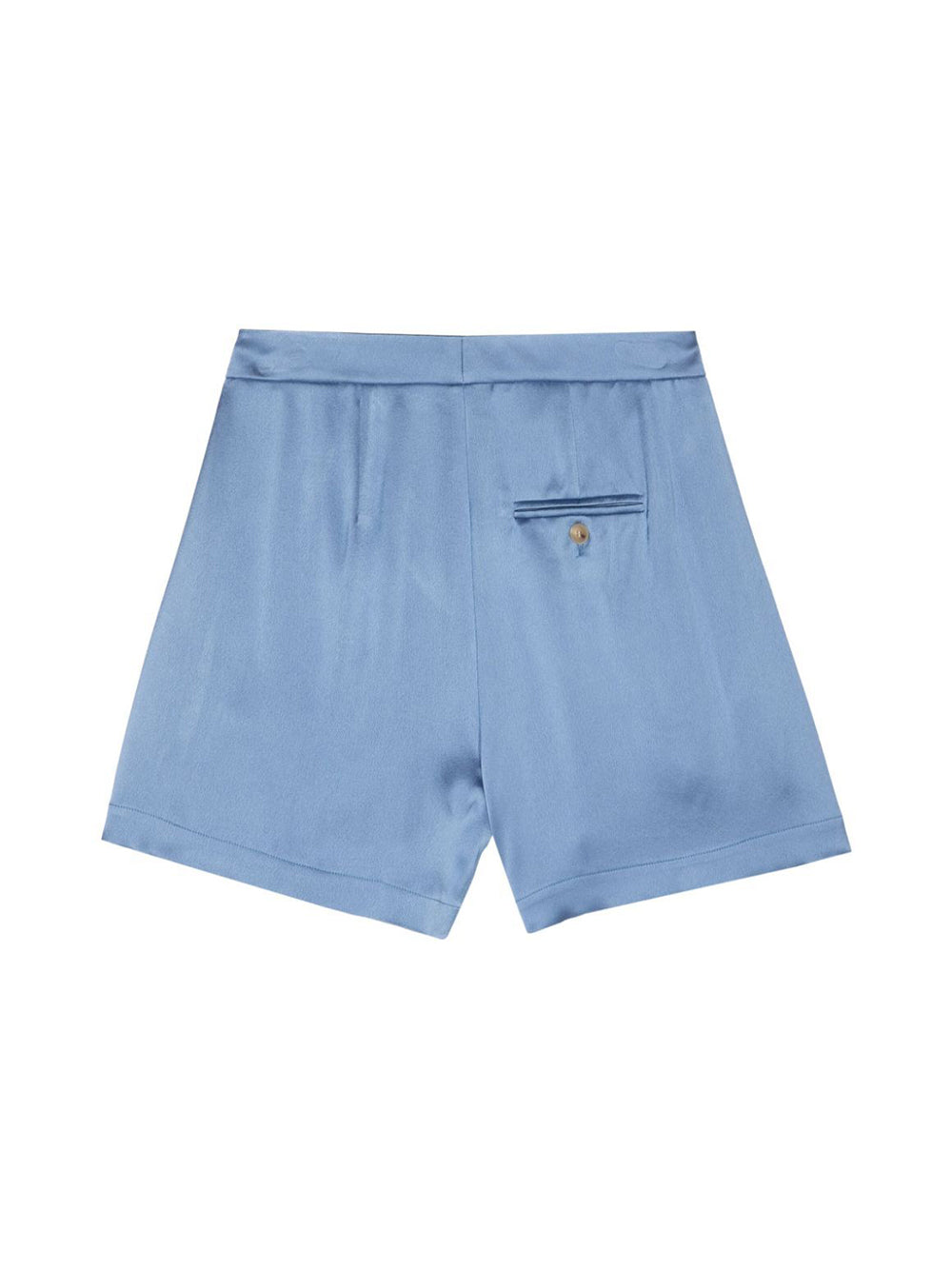 Indigo satin pleated shorts