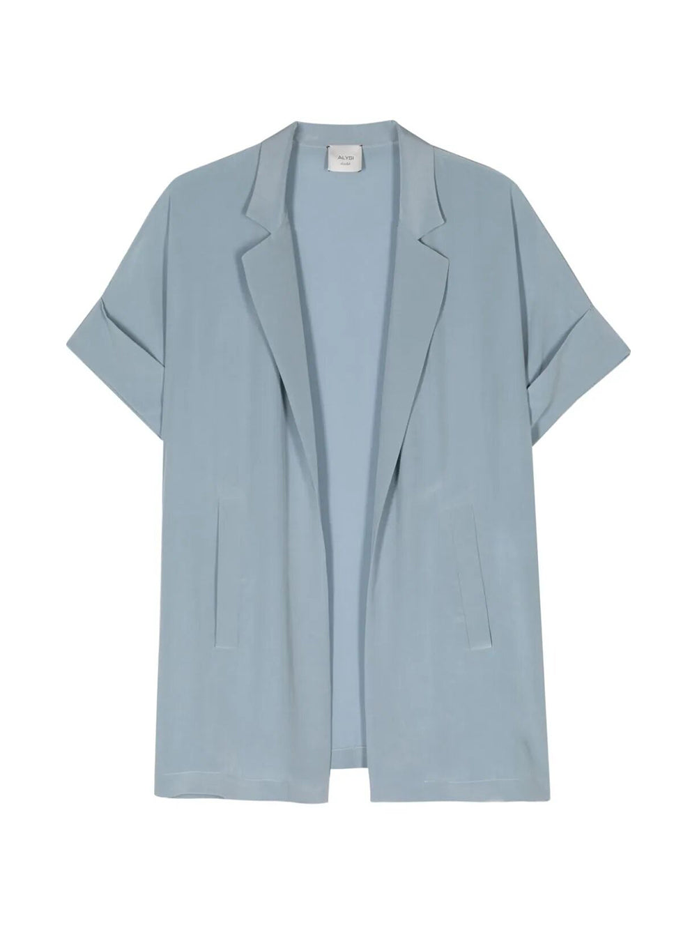 Powder blue open silk shirt