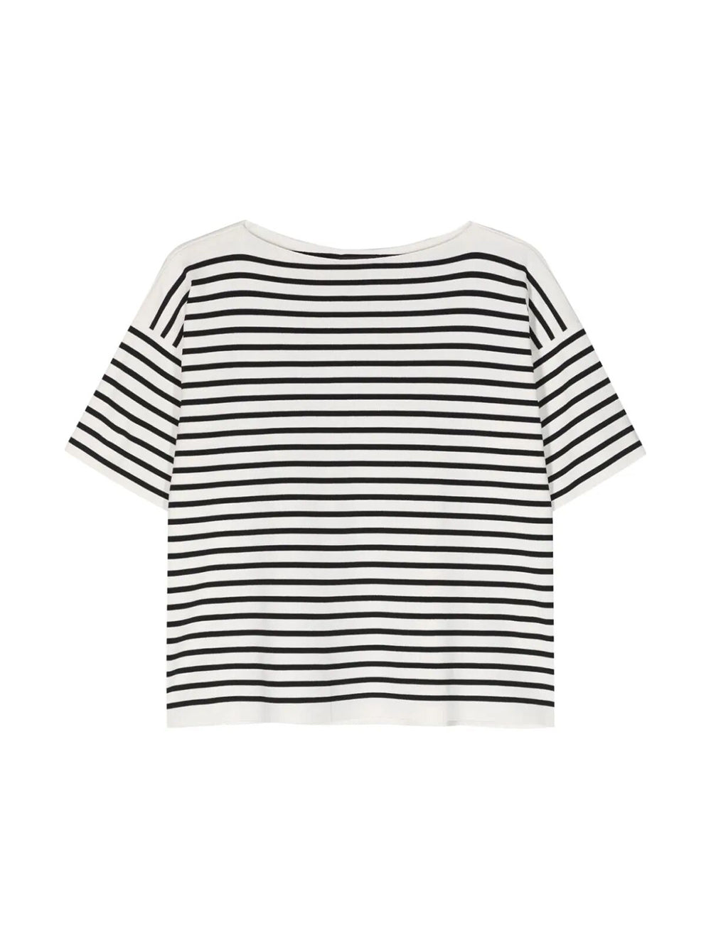 Striped top with boat neckline