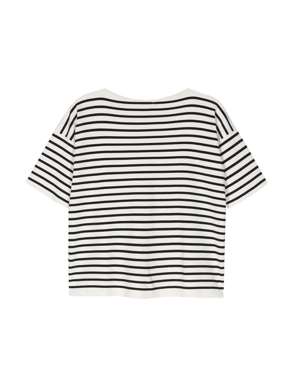 Striped top with boat neckline