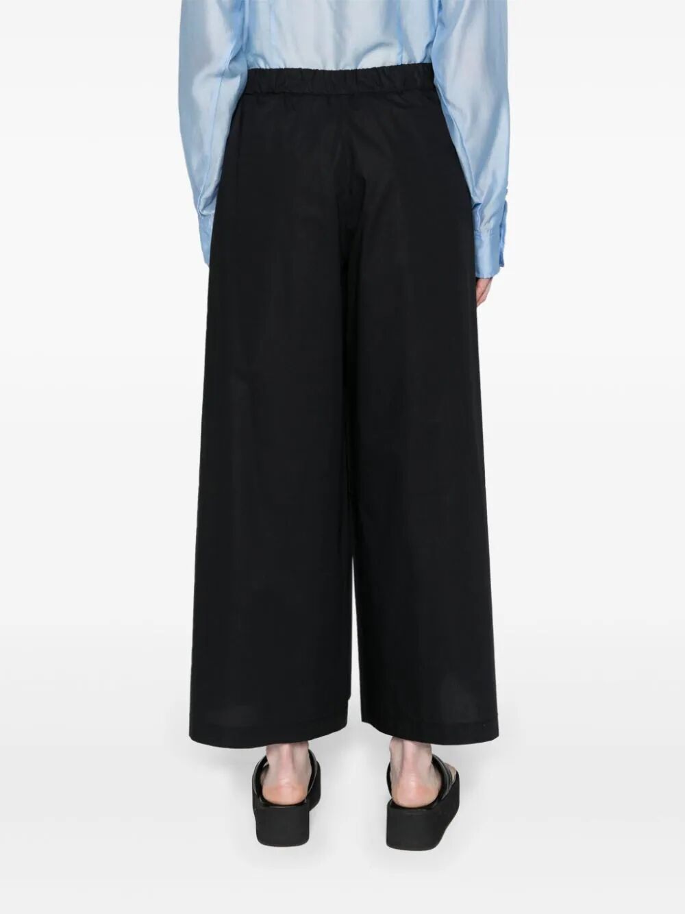 Black wide cropped trousers
