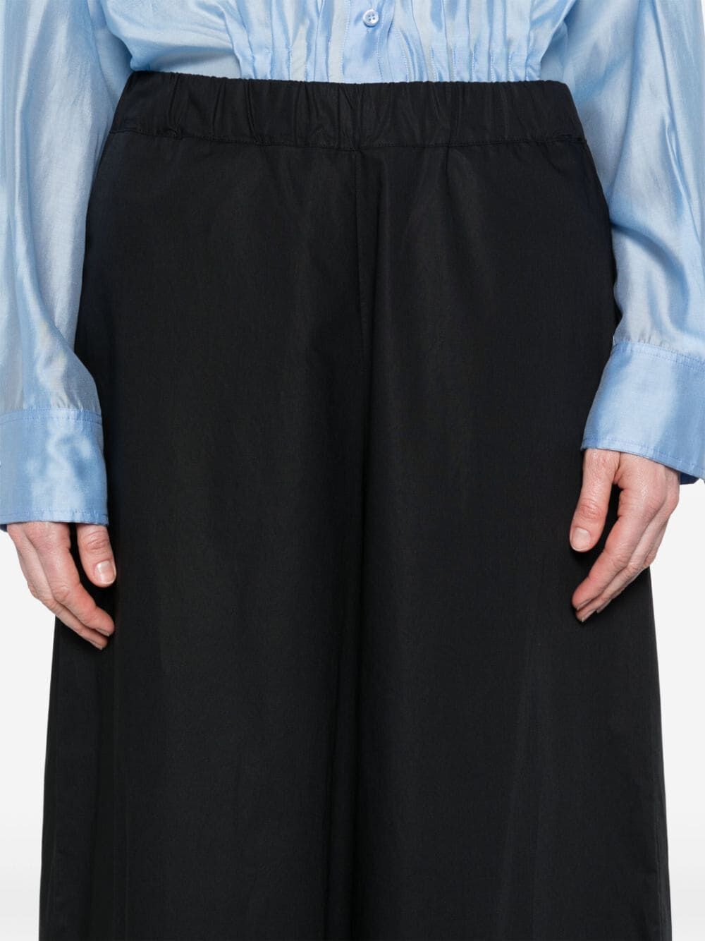 Black wide cropped trousers