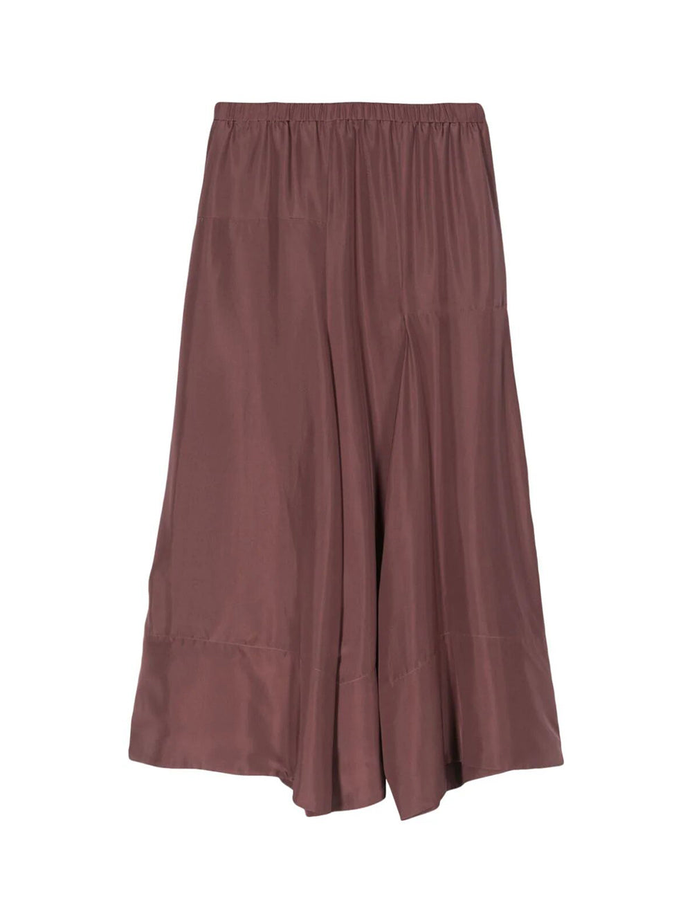 Midi silk circular seamed skirt