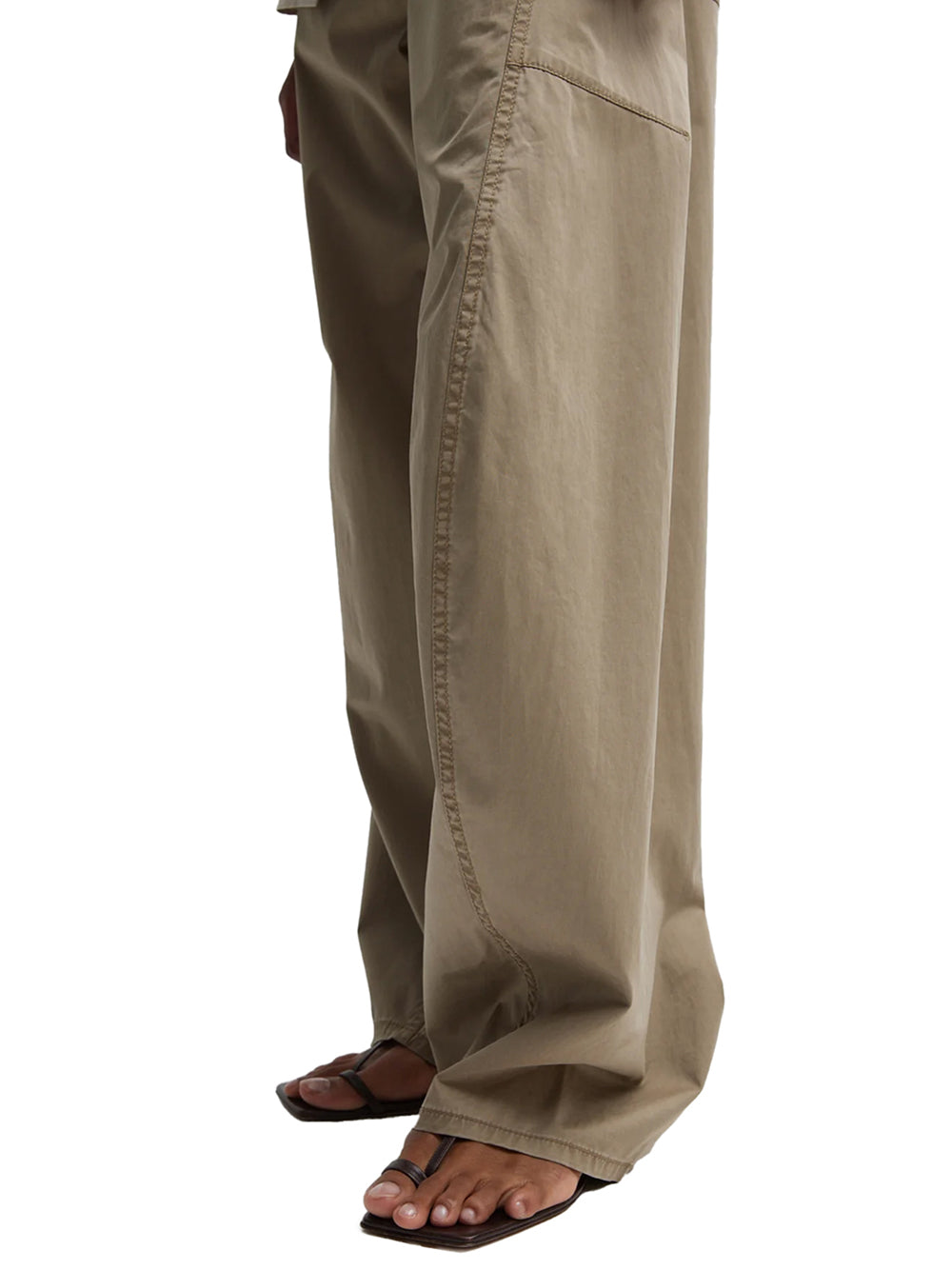 Mid-rise wide-leg silky cotton trousers