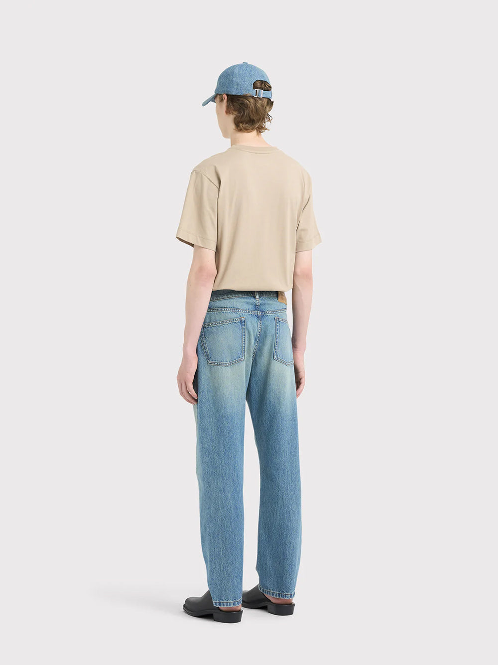 Side mid-rise straight-leg jeans