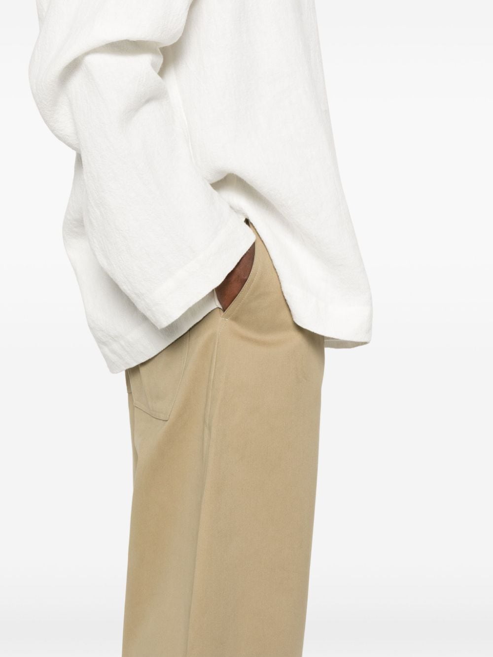 Tan Wide Crop Trousers