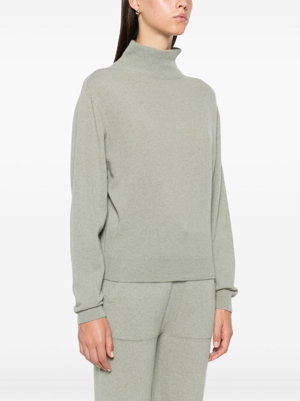 Sage Cashmere Mock neck Sweater