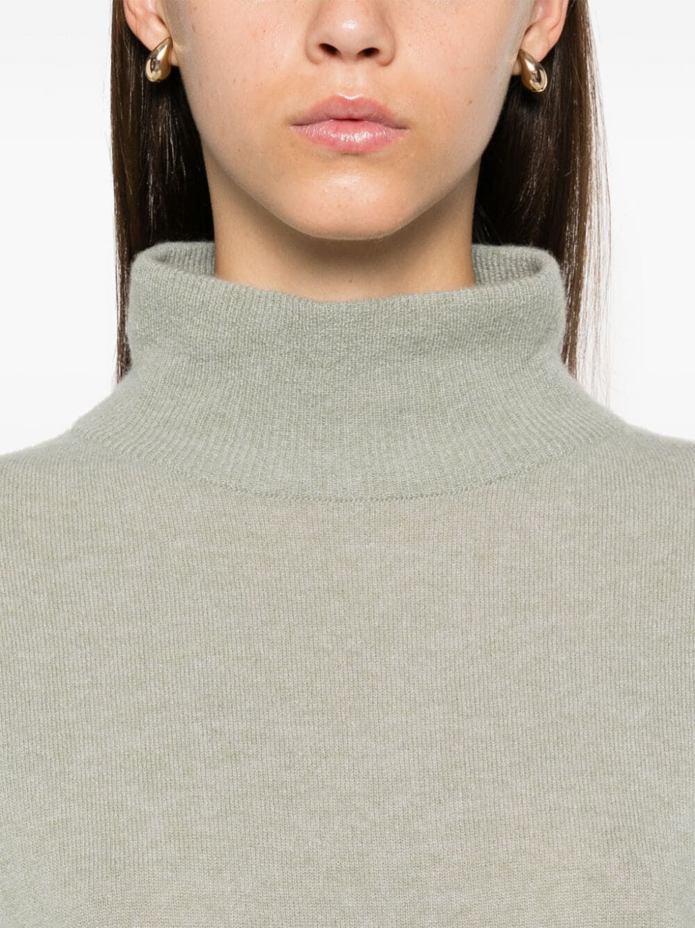 Sage Cashmere Mock neck Sweater