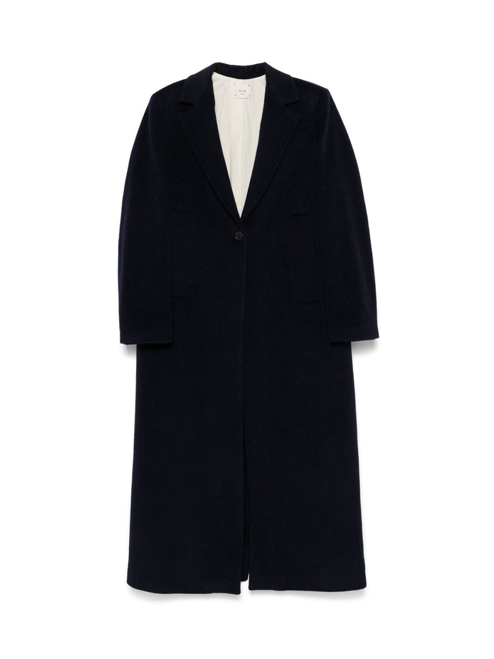 Cappotto Monopetto In Alpaca Blu Notte