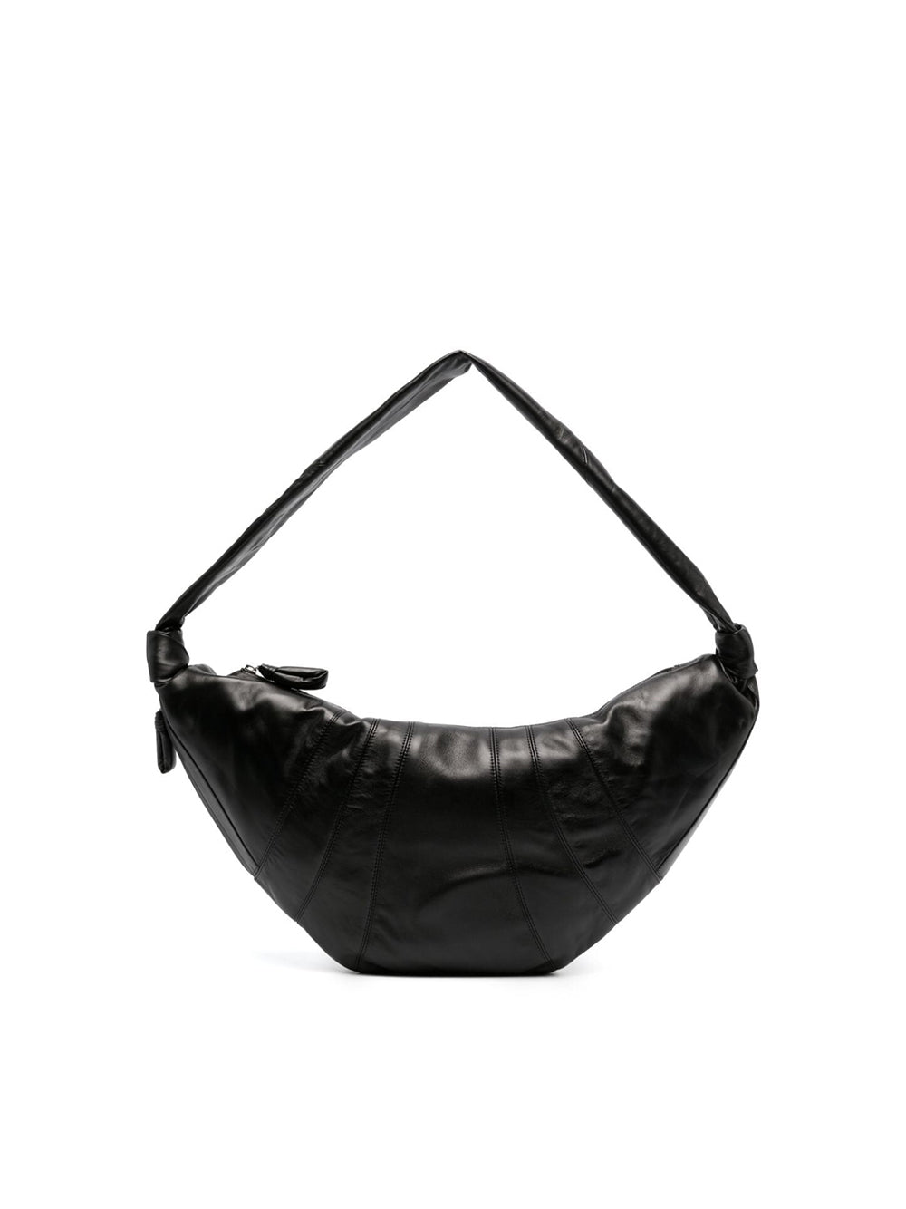 Black Large Leather Croissant Bag