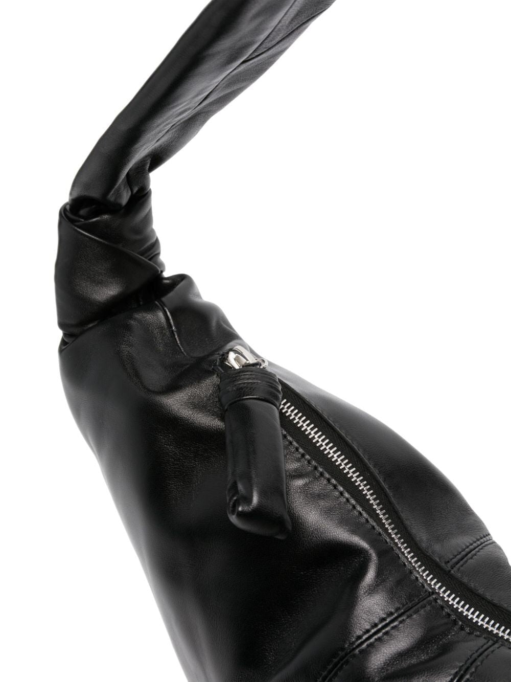 Black Large Leather Croissant Bag