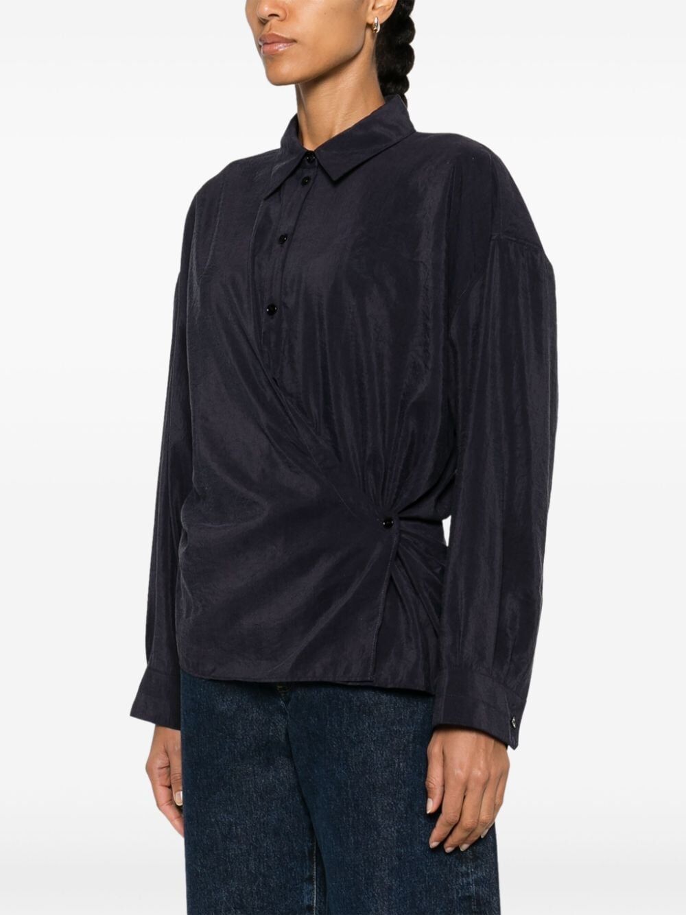 Straight Collar Twisted Shirt