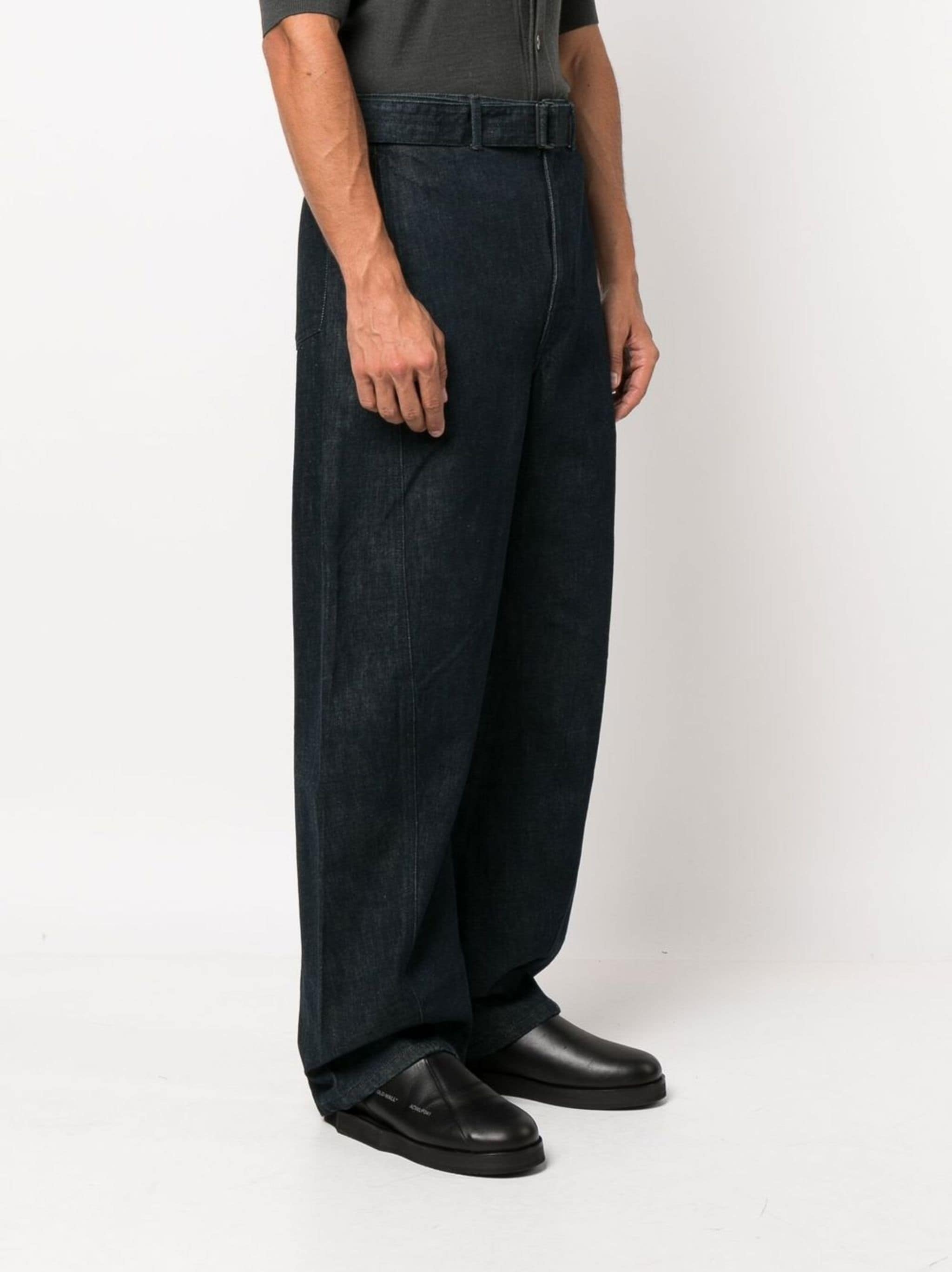 Twisted Belted Indigo Denim Pants