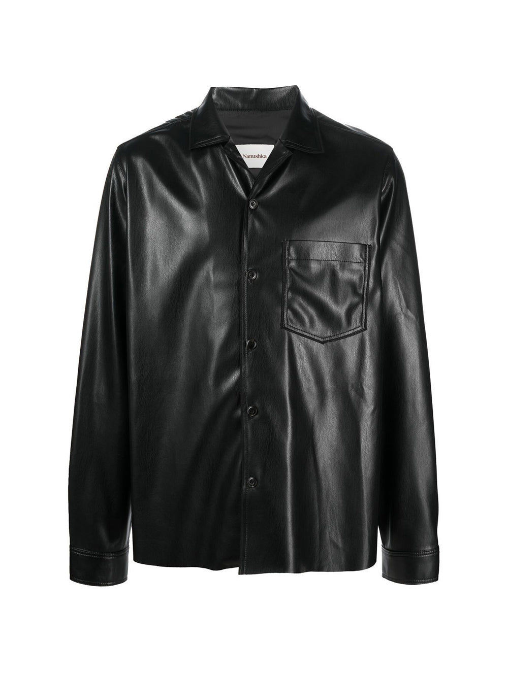 Faux Leather Shirt Jacket