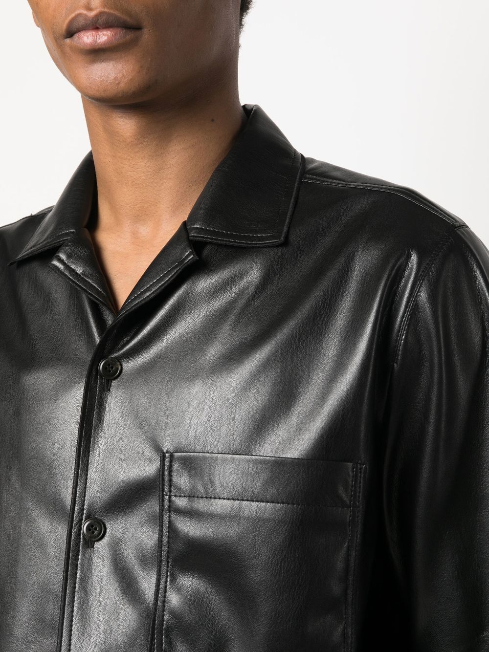 Faux Leather Shirt Jacket