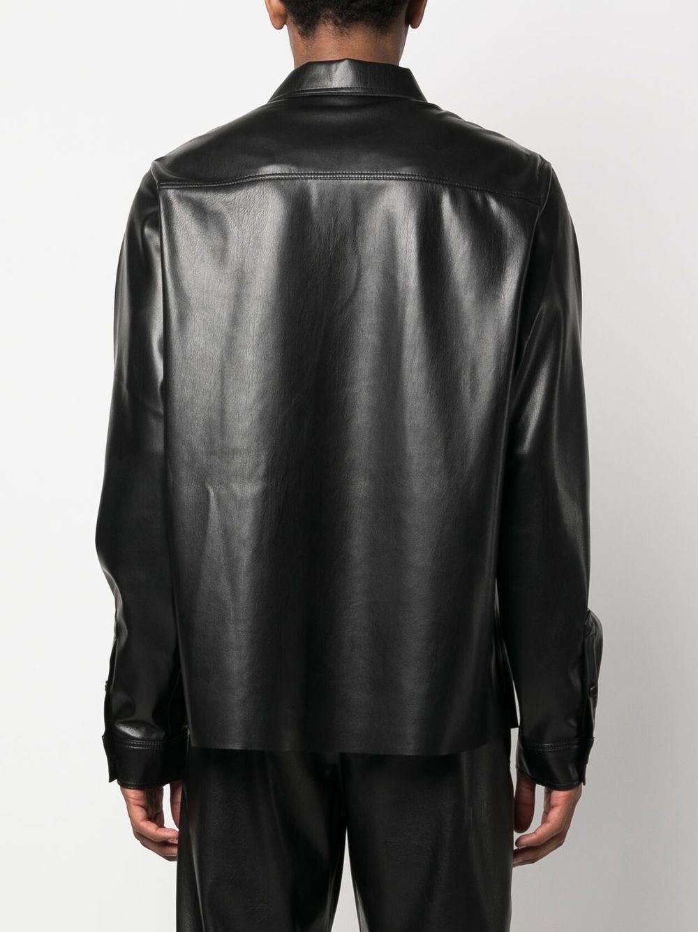 Faux Leather Shirt Jacket