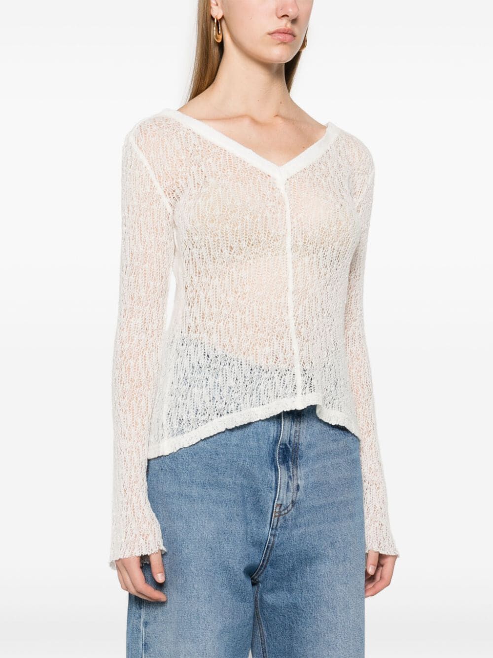 Maeve white crochet wool top