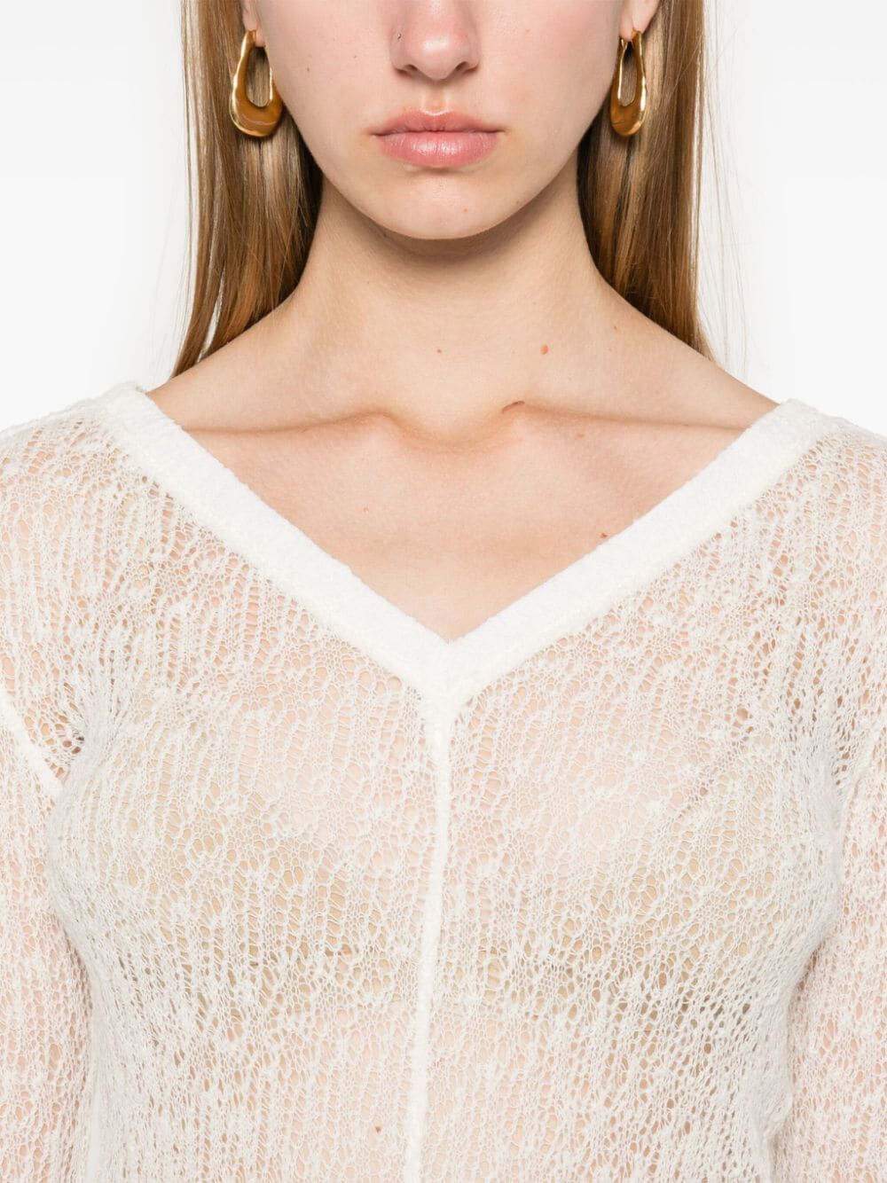 Maeve white crochet wool top