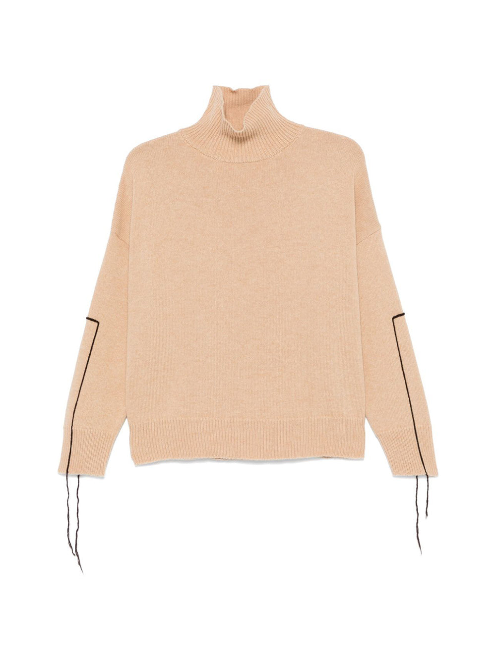 Camel-tone wool mock sweater