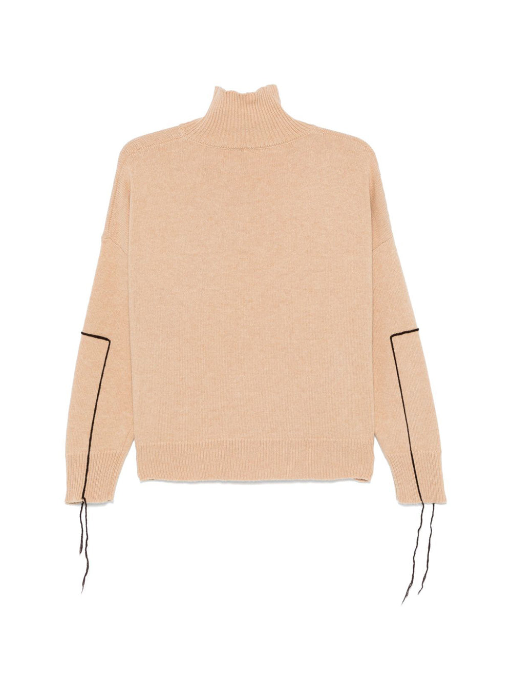 Camel-tone wool mock sweater