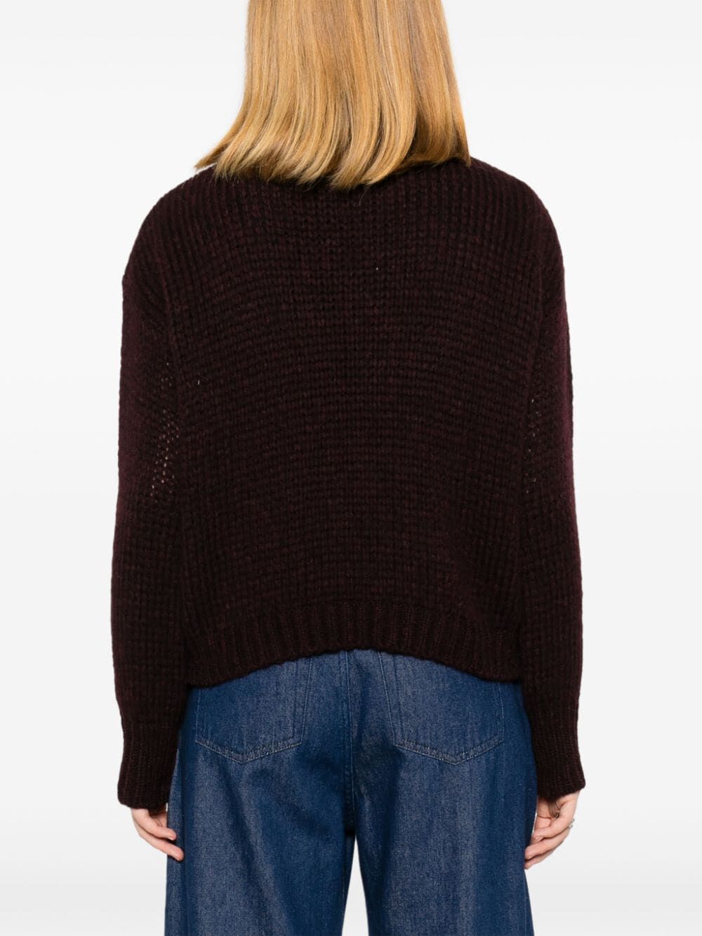 Burgundy alpaca-blend mock sweater