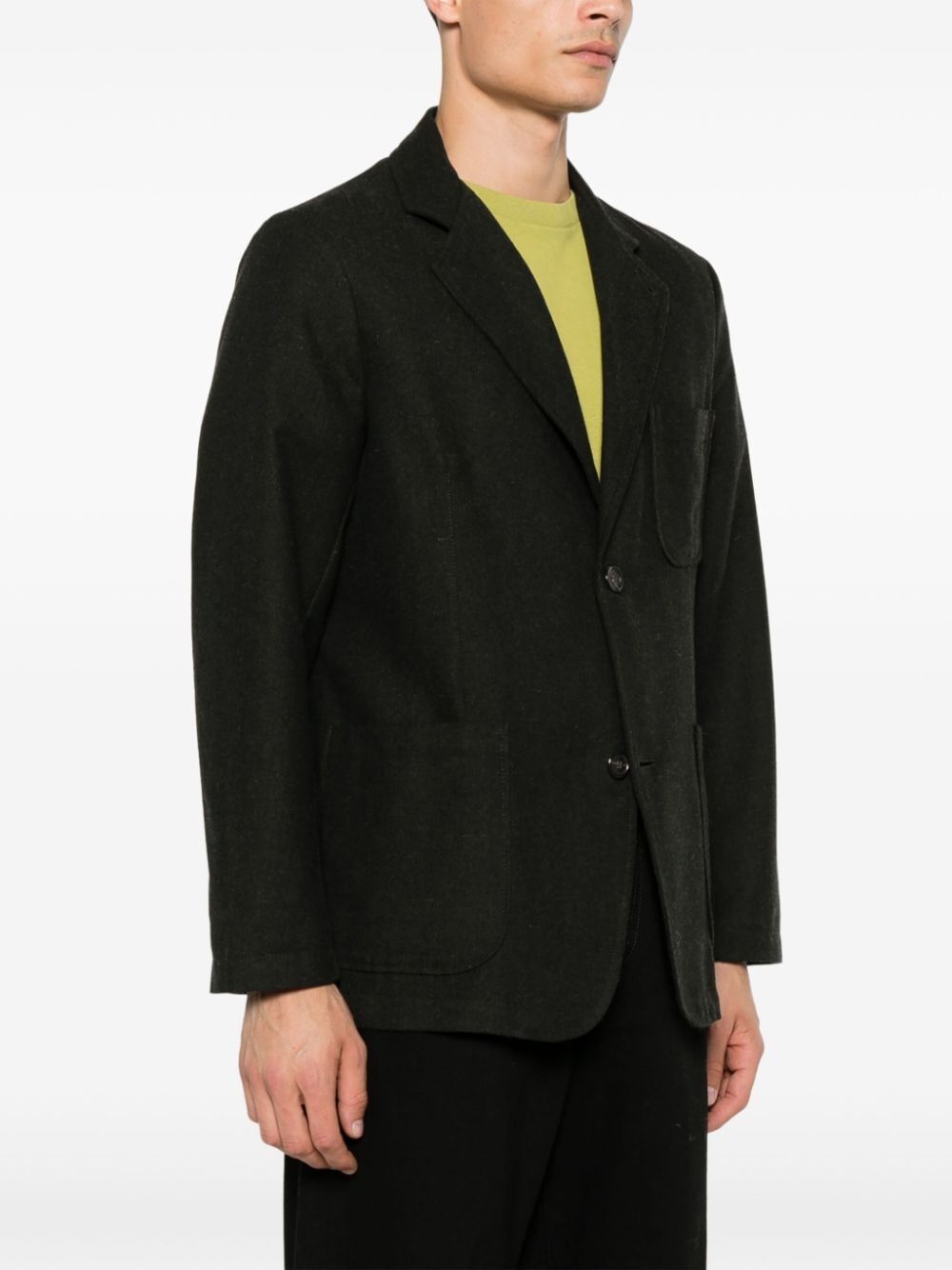 Green cotton-blend single-breasted blazer