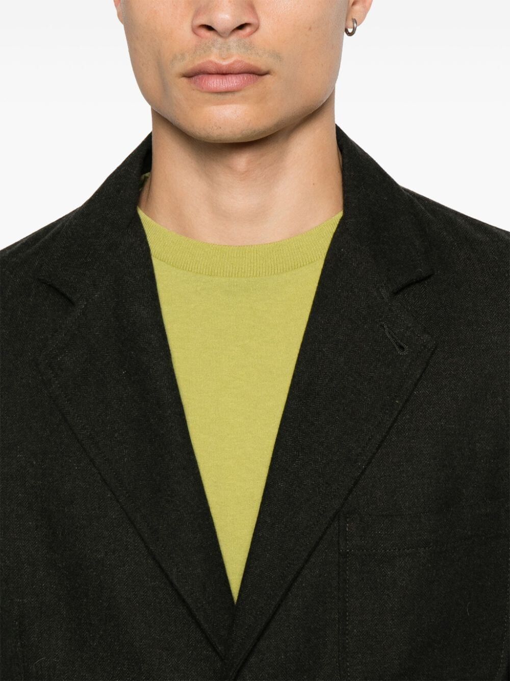 Blazer Monopetto Misto Cotone Verde