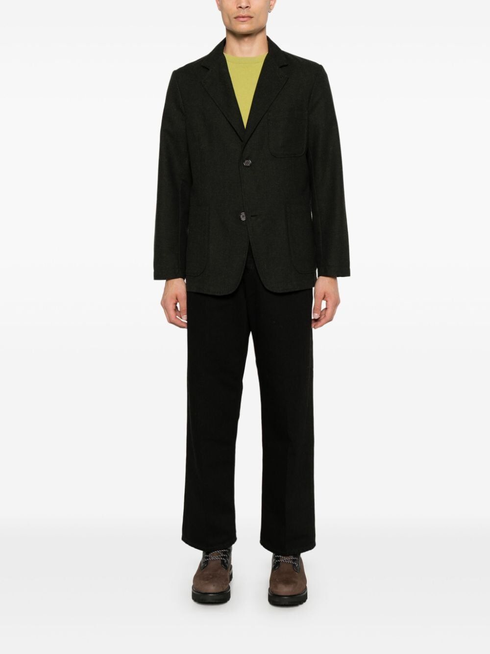 Blazer Monopetto Misto Cotone Verde