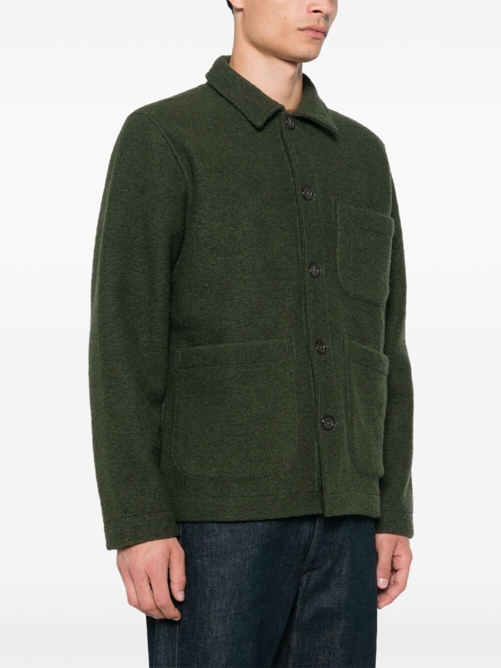 Green wool-blend field jacket