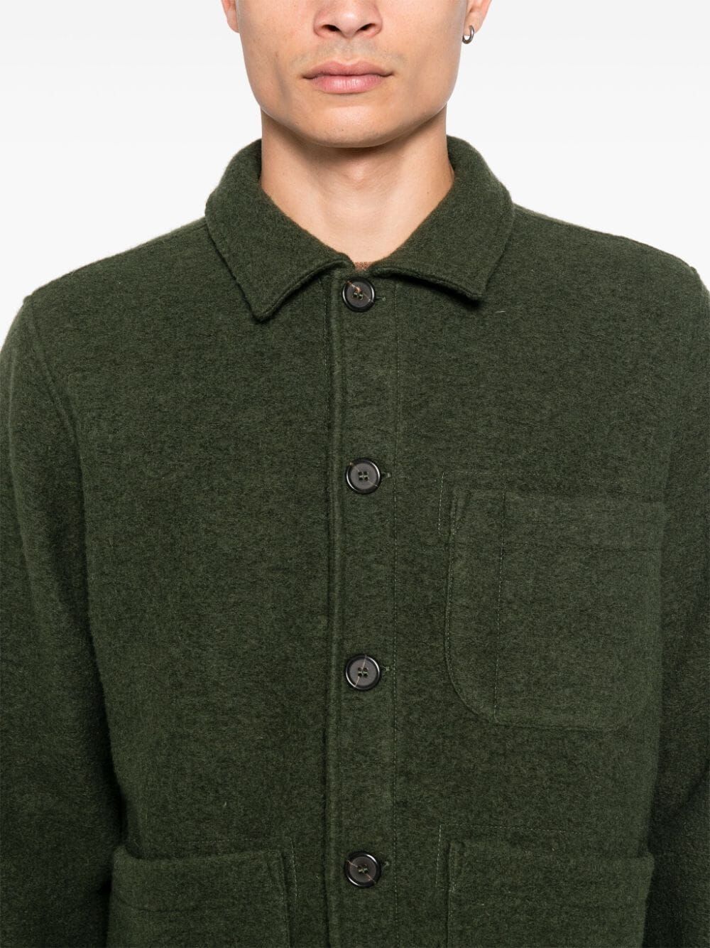 Green wool-blend field jacket