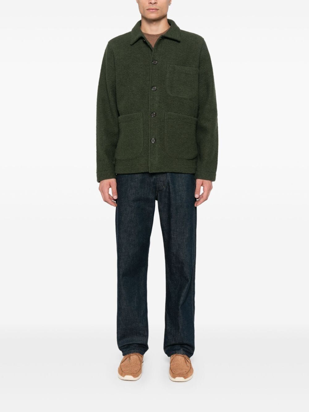 Green wool-blend field jacket