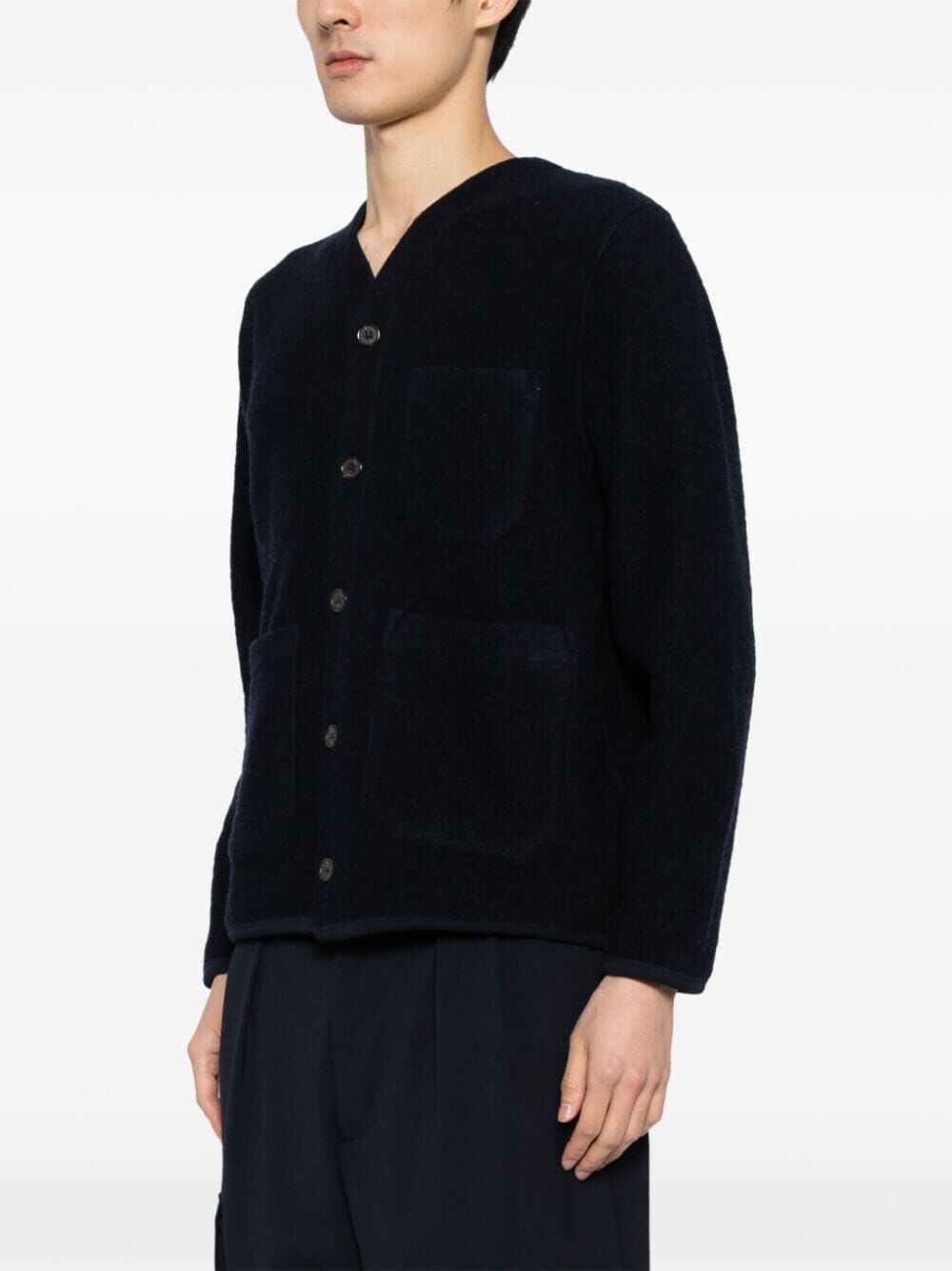 Navy wool-blend cardigan