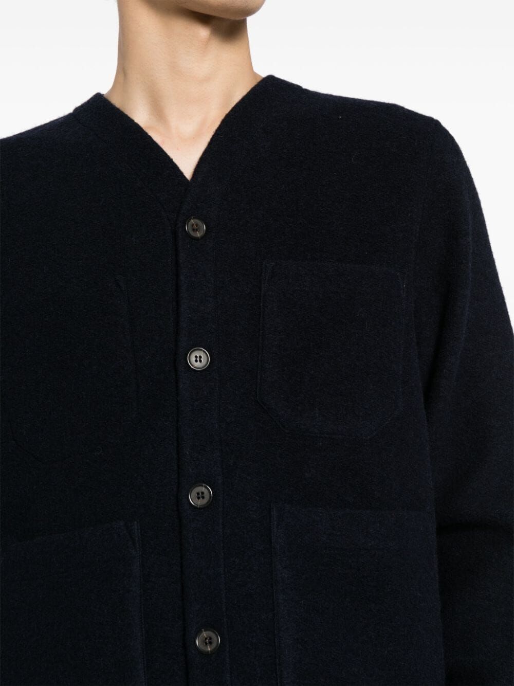 Navy wool-blend cardigan