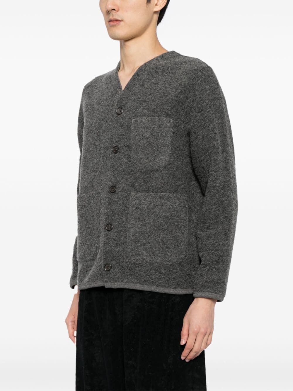 Grey wool-blend cardigan