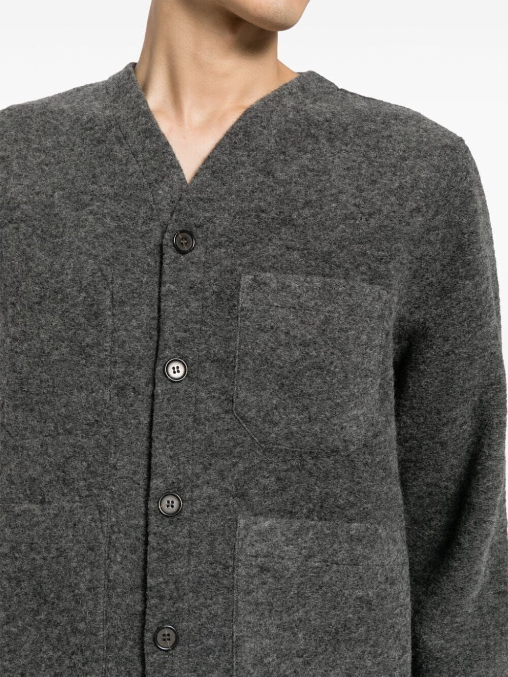 Grey wool-blend cardigan