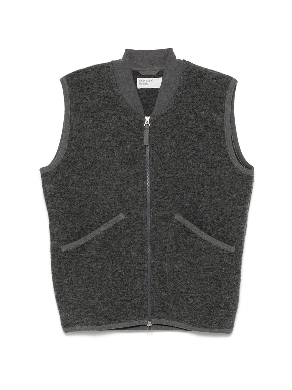 Grey wool-blend zip-up vest