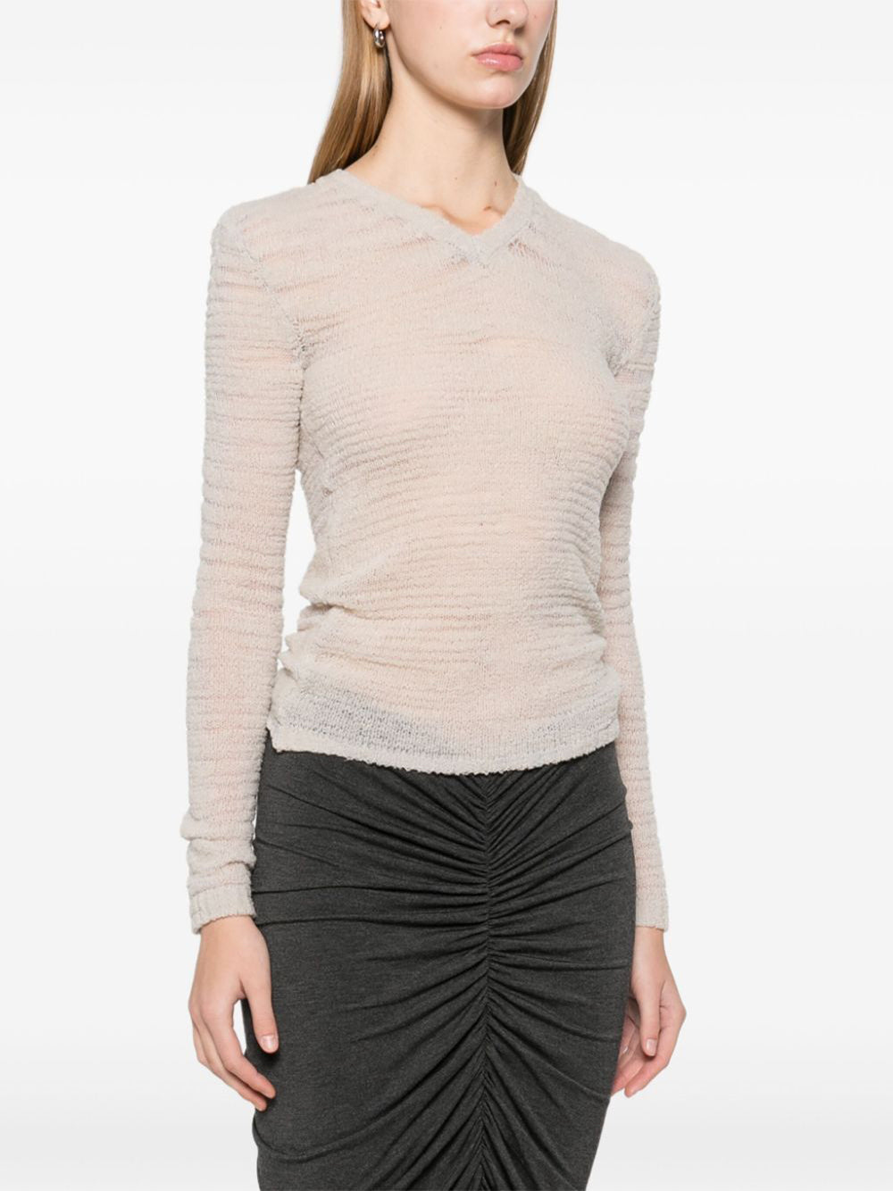 Top In Maglia A Maniche Lunghe Con Scollo A V "Emule"