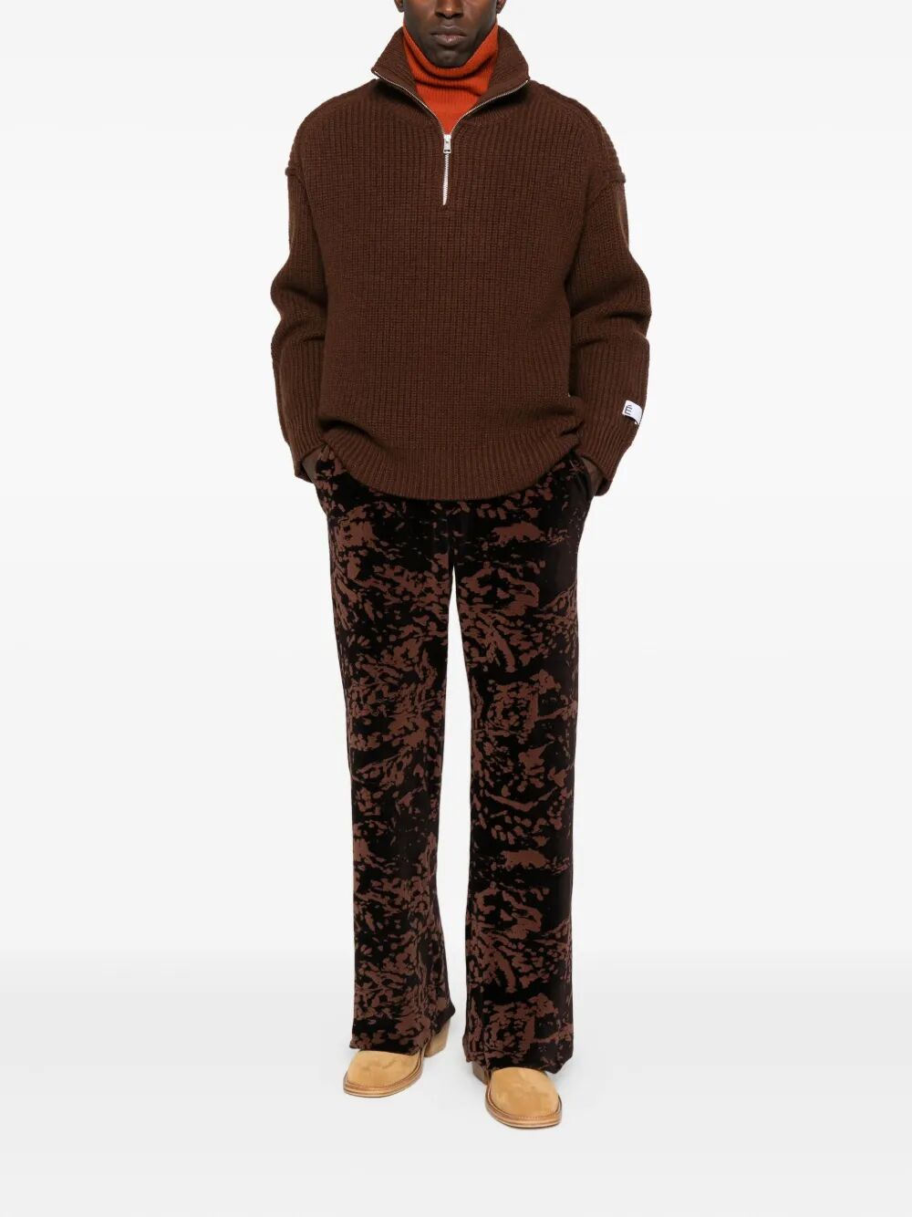 "Military Rib Half Zip" Sweater