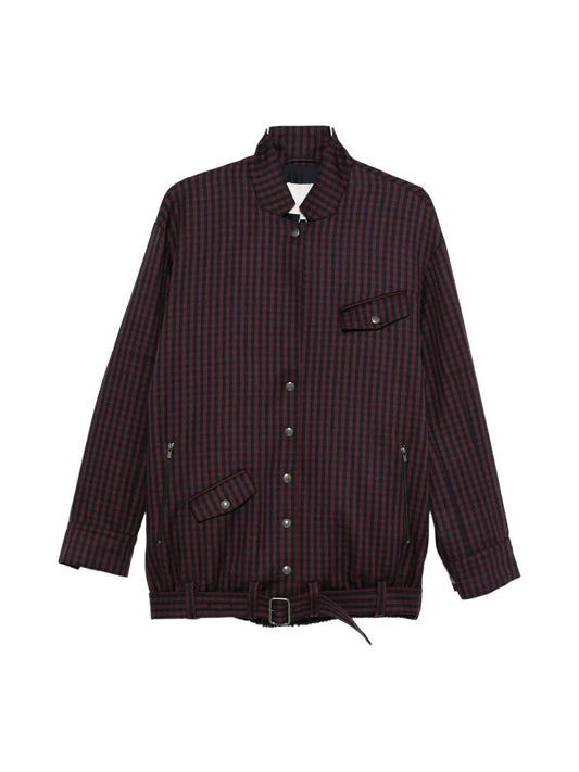 Giacca "Jules Wool Gingham Long Belted Bomber"