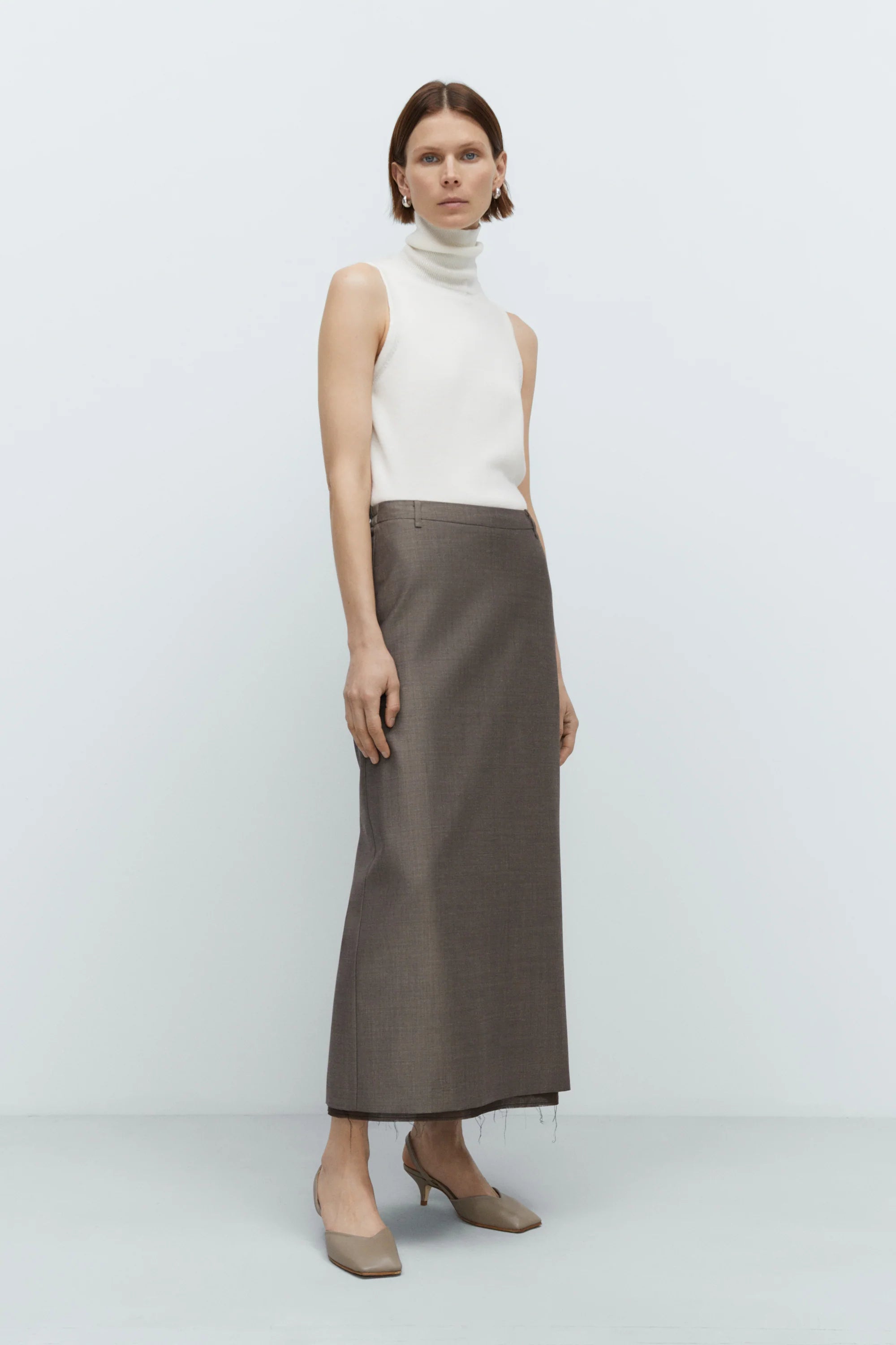 "Tailoring Mohair" Long Skirt