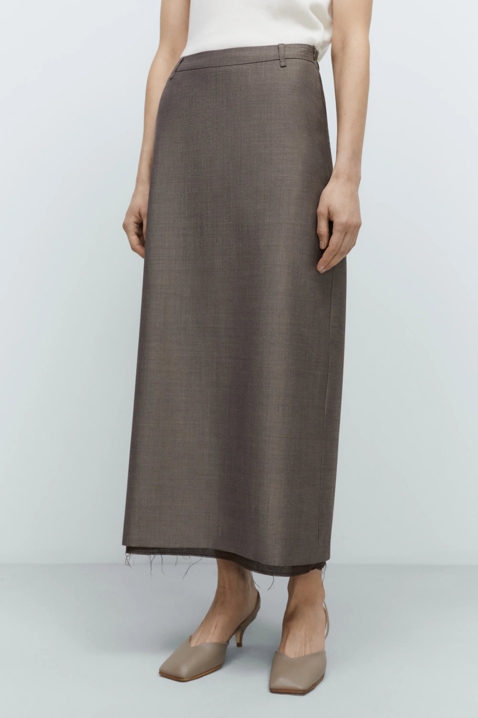 "Tailoring Mohair" Long Skirt