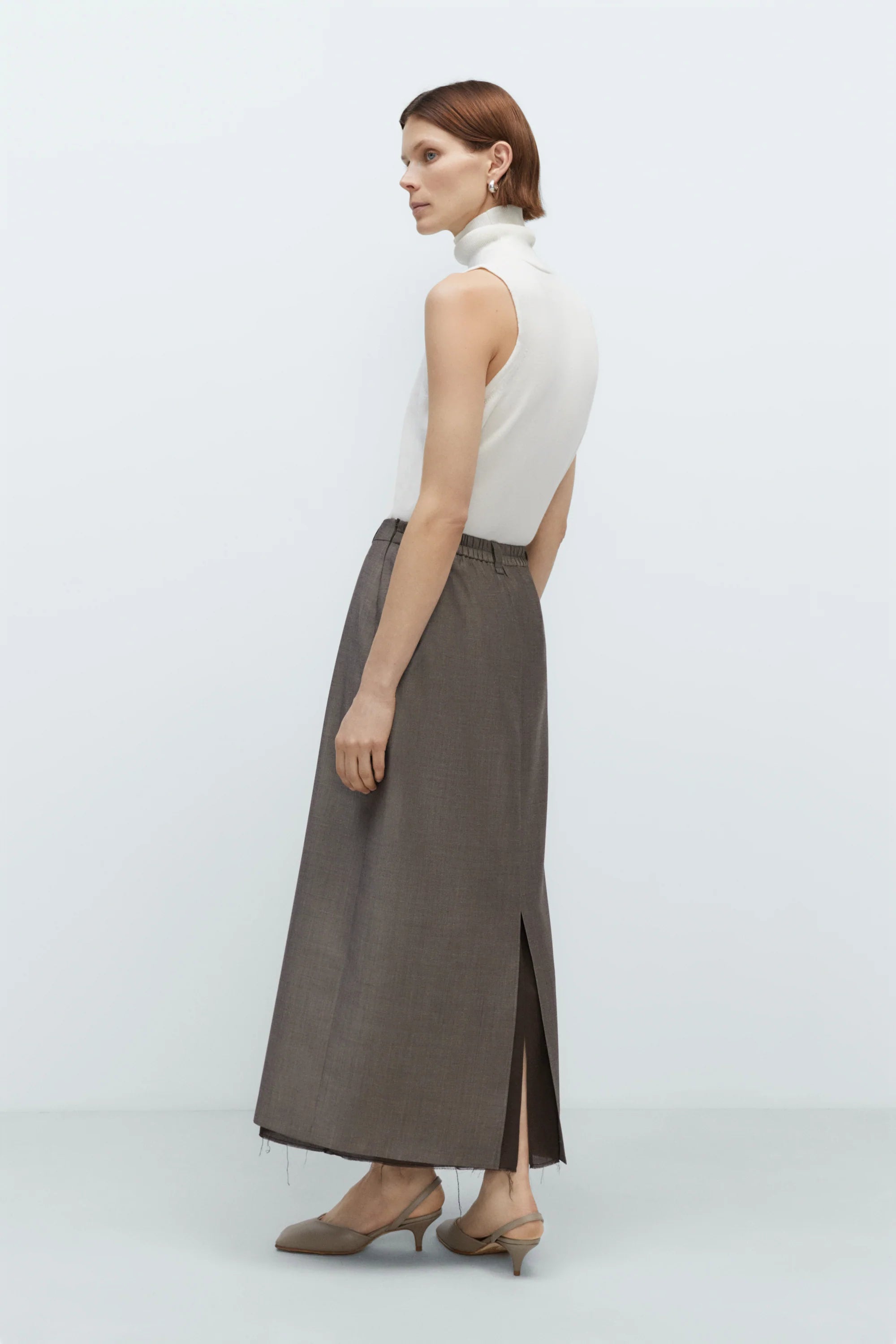 "Tailoring Mohair" Long Skirt