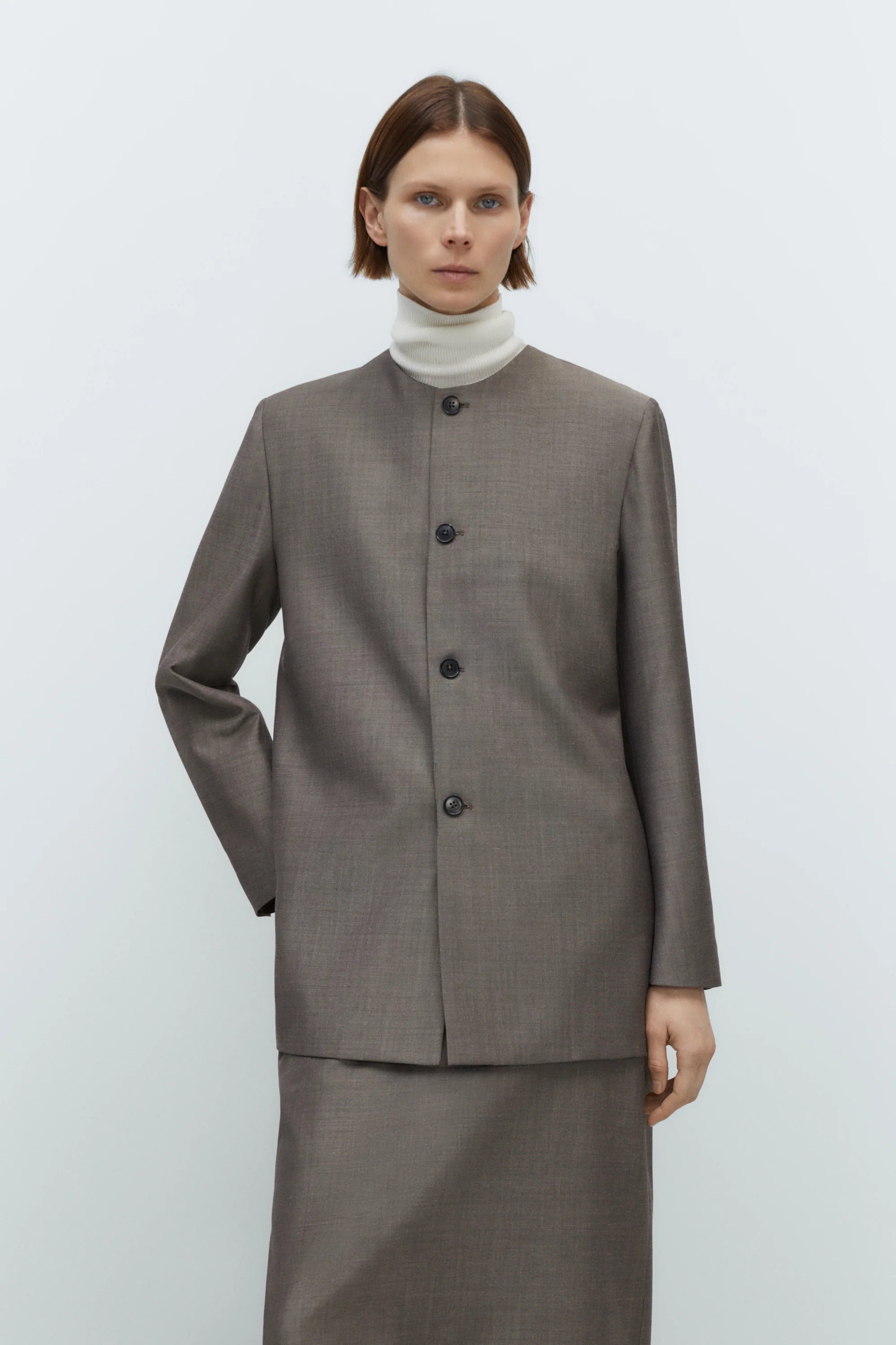 "Round-Neck Mohair" Blazer