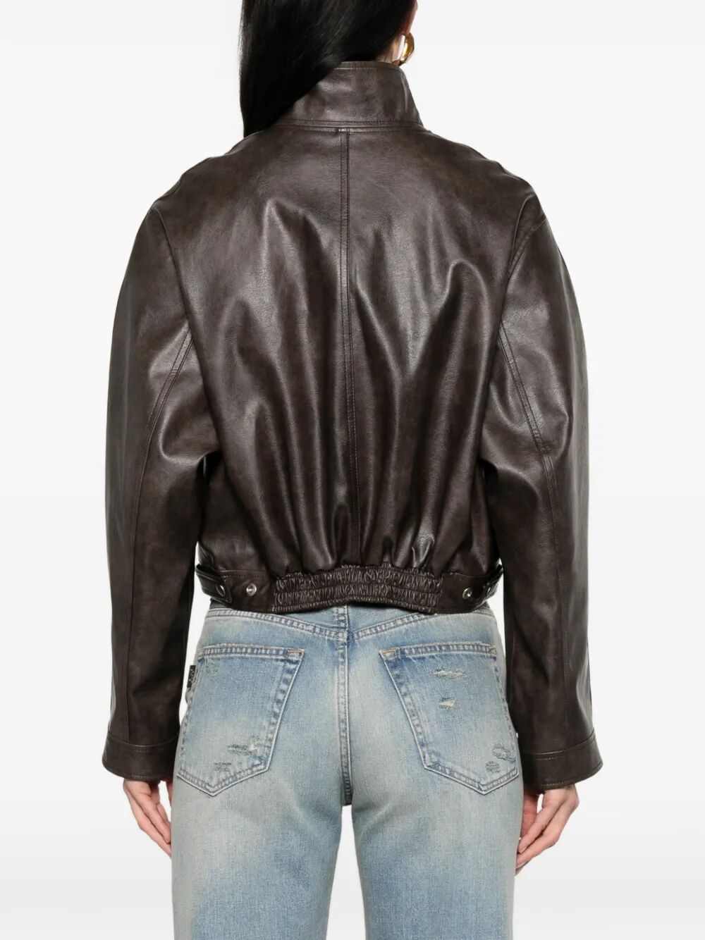 Giacca In Pelle "Stand Collar"