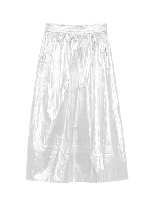 "Silver Metallic Nylon Pull On Full" Skirt